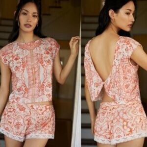 Anthropologie Pink and White Intimates Set